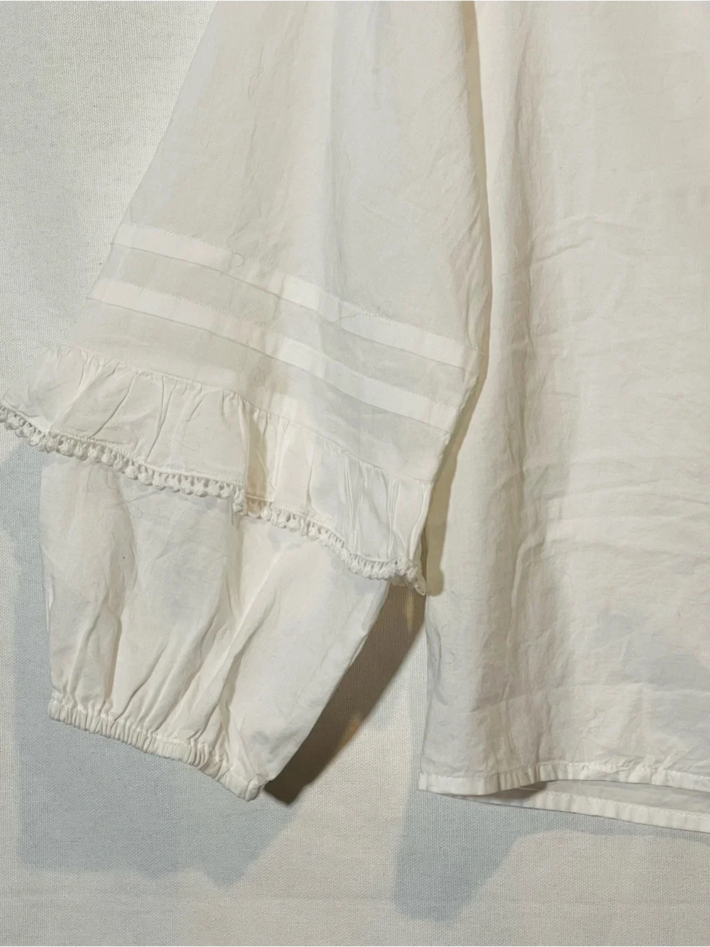 J. Crew White Cotton Split-Neck Peasant Blouse